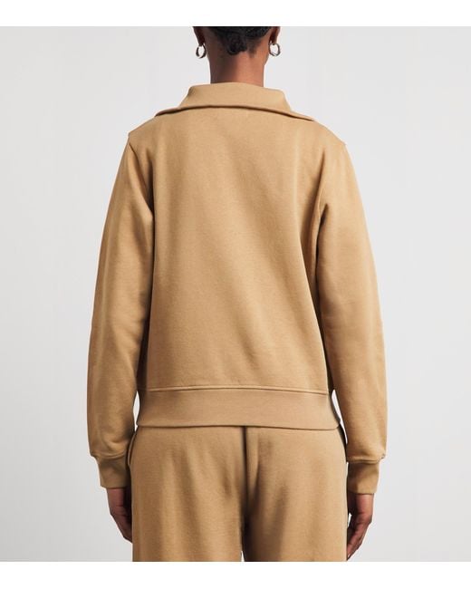 Harrods Natural Cotton Zip-Up Funnel-Neck Sweater