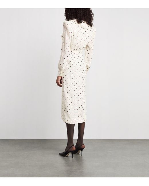 Alessandra Rich White Silk Printed Midi Dress