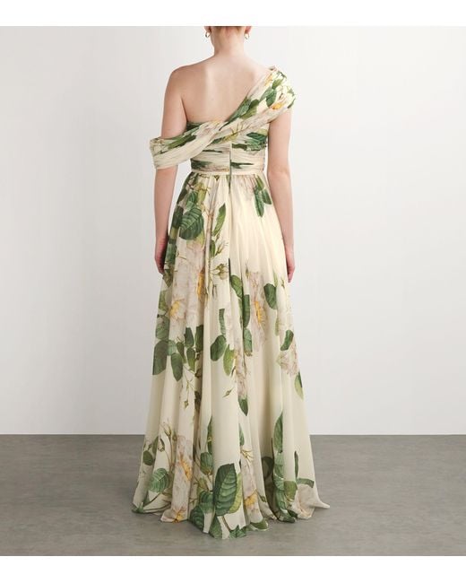 Giambattista Valli Metallic Silk Floral One-shoulder Gown