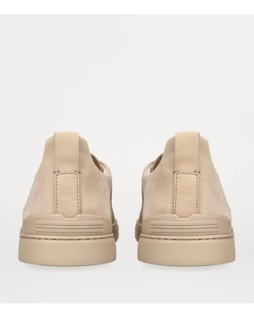 Zegna Natural Crocodile Leather Triple Stitch Secondskin Sneakers for men