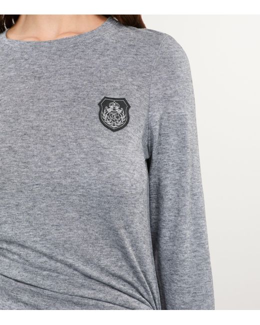 The Kooples Gray Patch-Detail Long-Sleeve T-Shirt