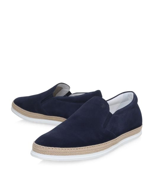 Tod's Blue Suede-Raffia Skate Shoes for men