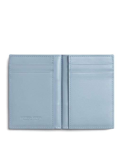 Bottega Veneta Blue Leather Intreccio Bifold Card Holder