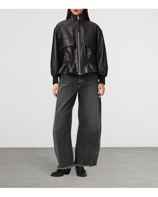 AllSaints Black Payton Crop Jeans