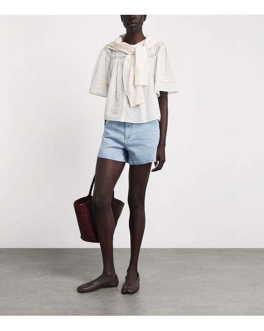 PAIGE Blue Dani High-Rise Denim Shorts