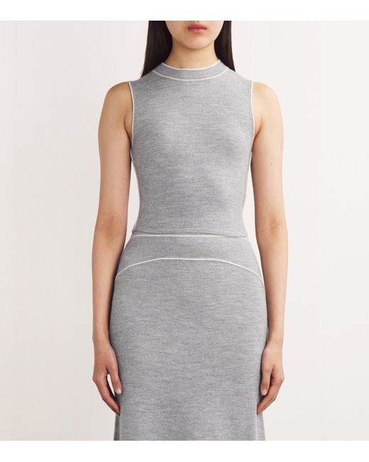 Sandro Gray Wool Sleeveless Crop Top