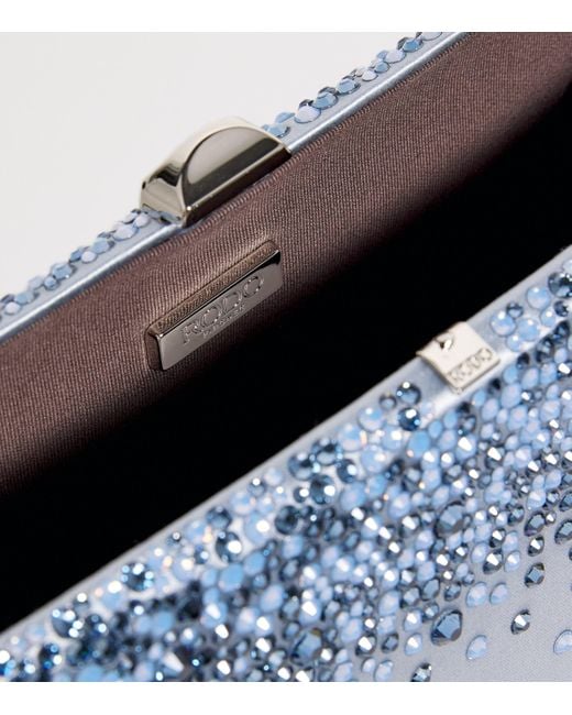 Rodo Blue Satin Embellished Lally Clutch Bag