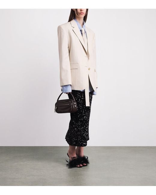 Acne Natural Wool Pinstripe Scarf Blazer