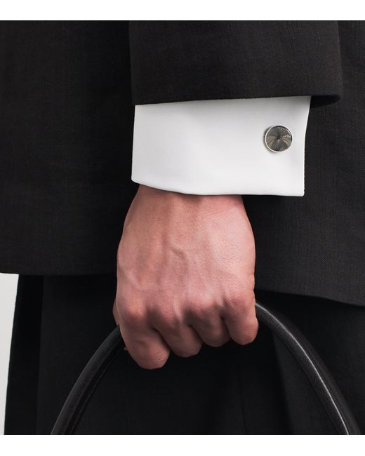 Babette Wasserman Natural Rhodium-Plated Gatsby Wheel Cufflinks for men