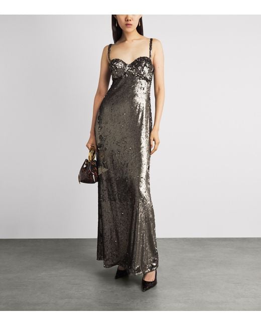 L'Agence Black Sequin Sayla Gown