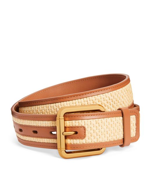 Zimmermann Brown Leather And Raffia Belt