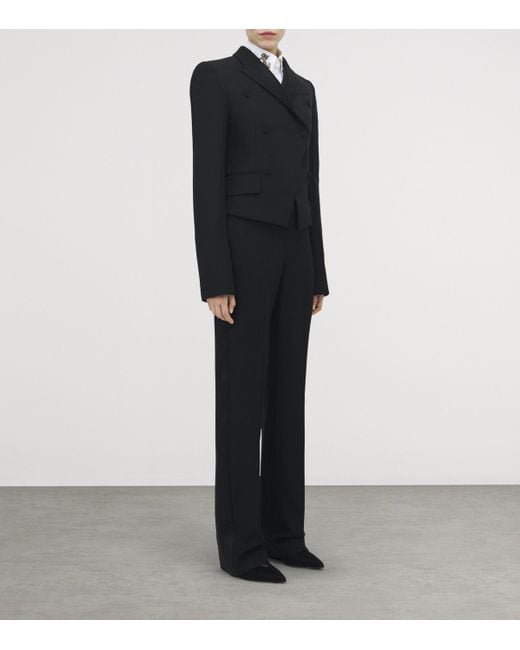Alexander McQueen Black Wool-Blend Double-Breasted Blazer