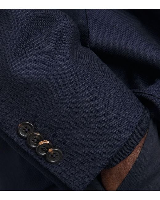Corneliani Blue Virgin Wool-Silk Unlined Whisper Blazer for men