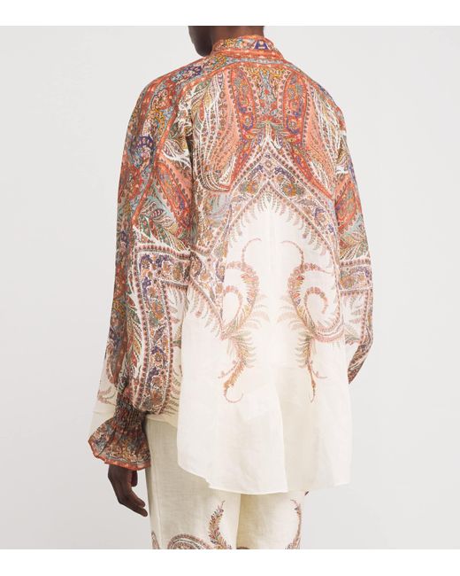 Zimmermann White Ramie Paisley Rhiannon Blouse
