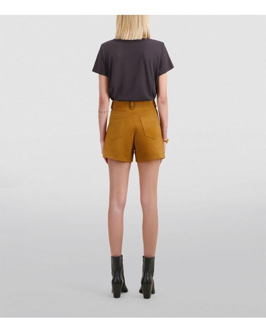 The Kooples Brown Leather Fringed Shorts