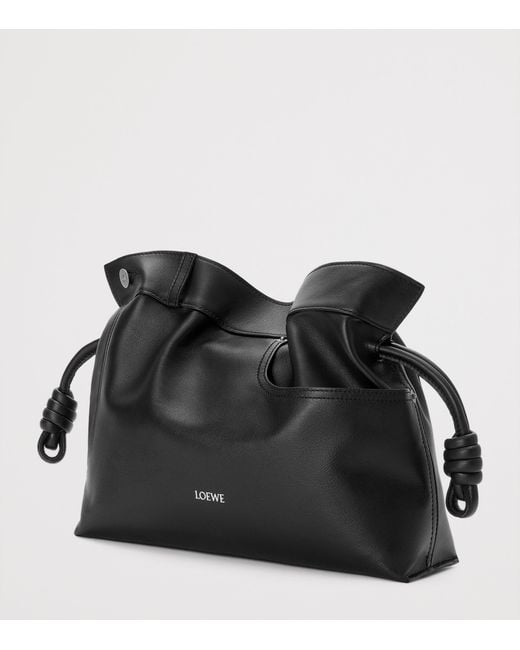 Loewe Black Leather Jean-Detail Flamenco Clutch Bag