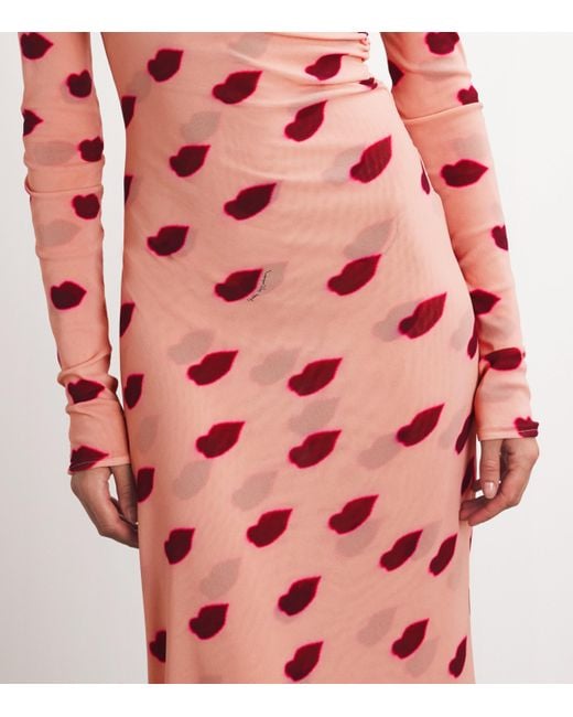 Stella McCartney Lips Maxi Dress in Red | Lyst