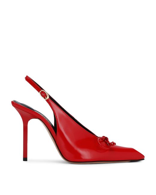 Jacquemus Red Leather Cubisto Slingback Heels 100