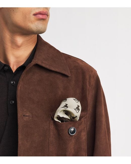 James Purdey & Sons Metallic Silk Gun Dog Pocket Square for men