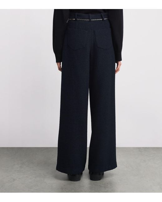Maje Blue Bouclé Chain Trousers