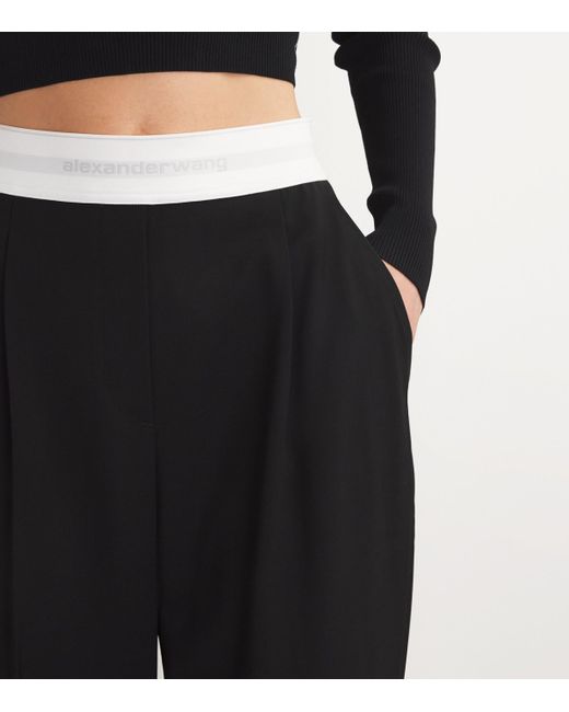 Alexander Wang Black Wool-Blend Elasticated High-Rise Tailored Trousers