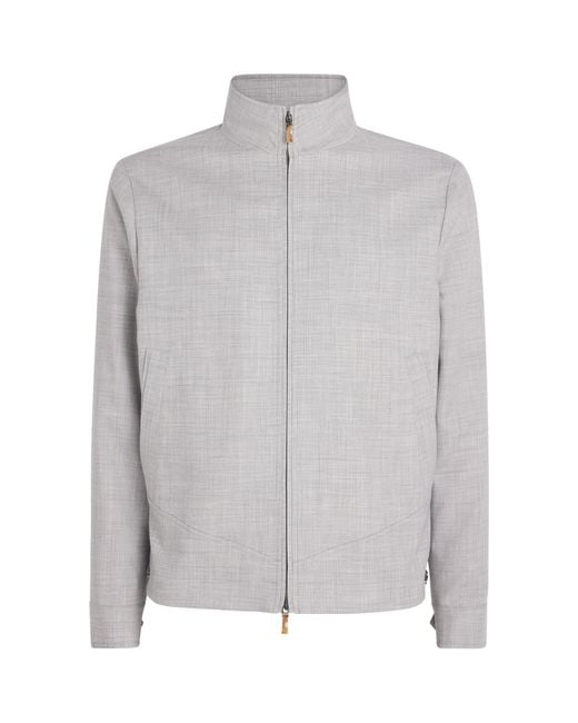 Colombo Gray Cashmere Zip-Up Jacket for men