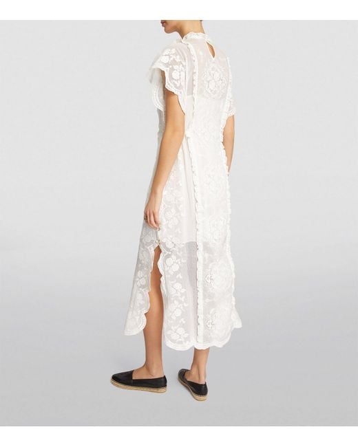 Zimmermann White Ramie Alight Drawstring Midi Dress