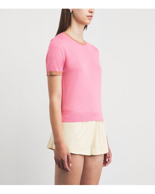 Guest In Residence Pink Cashmere Airy Ringer T-Shirt