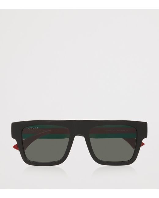 Gucci Gray Acetate Rectangle Sunglasses for men
