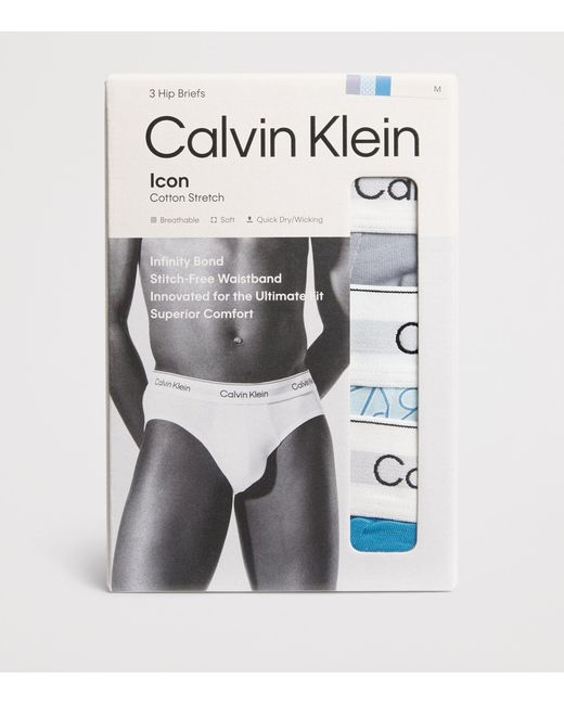Calvin Klein Blue Stretch-Cotton Icon Hip Briefs for men