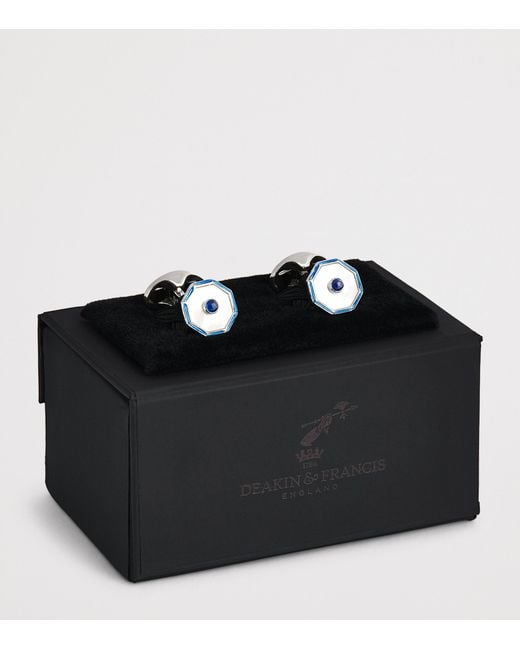Deakin & Francis Blue Sterling Hexagonal Sapphire Cufflinks for men