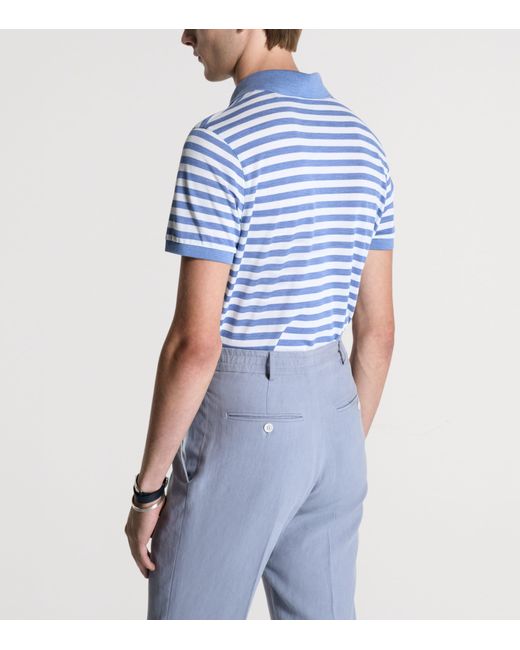 Dunhill Blue Mulberry Silk-Cotton Polo Shirt for men