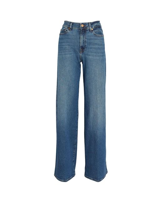 7 For All Mankind Blue Lotta High-rise Wide-leg Jeans