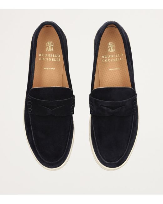 Brunello Cucinelli Black Suede Hybrid Loafers for men