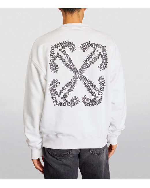 Off-White c/o Virgil Abloh White Embroidered Tattoo-arrows Sweatshirt for men