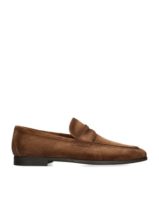 Magnanni Shoes Brown Suede Diezma Penny Loafers for men