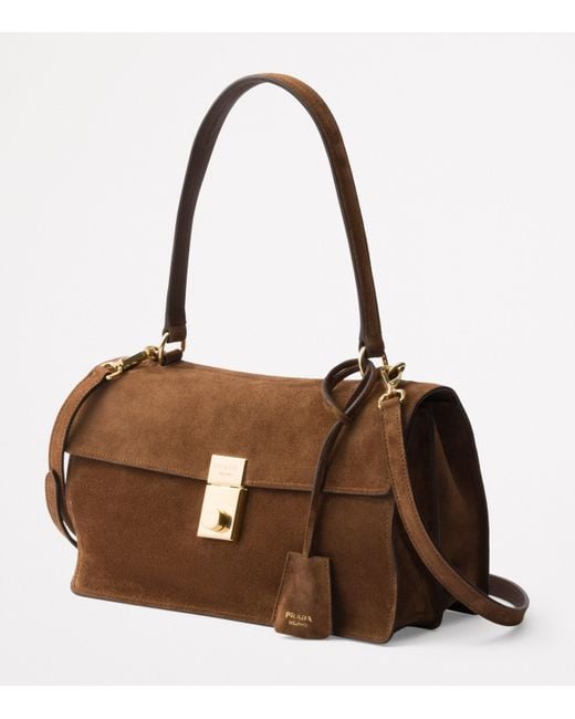 Prada Brown Medium Suede Shoulder Bag