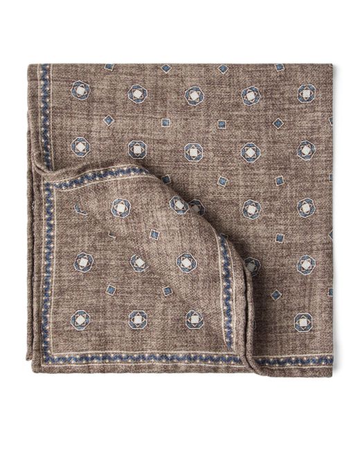 Brunello Cucinelli Brown Double-Faced Silk Pocket Square for men