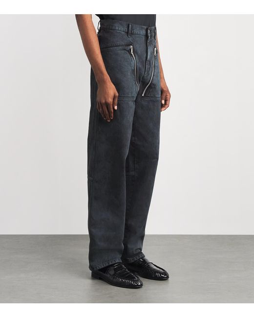 Dries Van Noten Blue Zip-Detail Straight-Leg Jeans for men