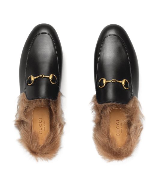 Gucci Brown Leather Princetown Mules