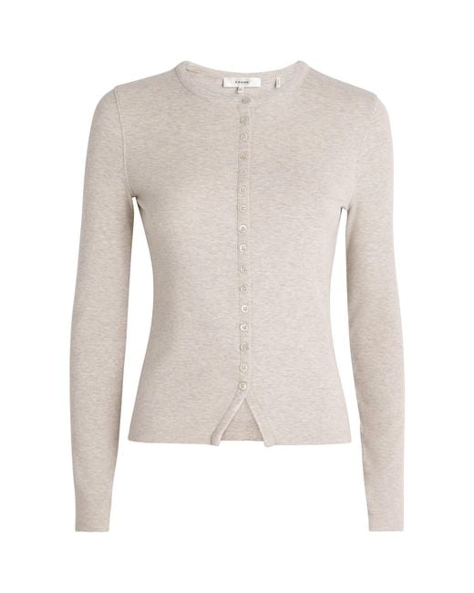 FRAME Natural Modal-Blend Button-Up Cardigan