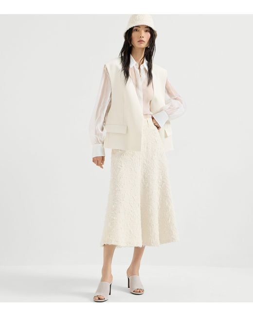 Brunello Cucinelli White Cotton Crepe Vest