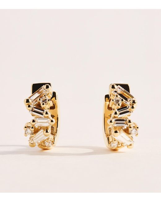 Suzanne Kalan Metallic And Diamond Frenzy Huggie Earrings