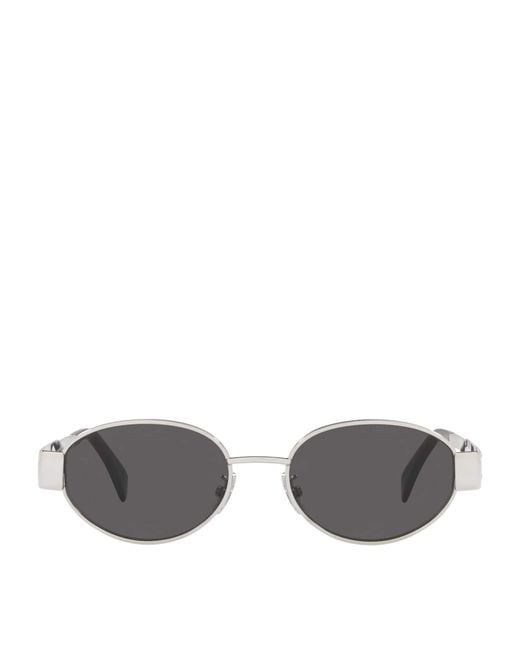 Céline Gray Metal Triomphe Oval Sunglasses