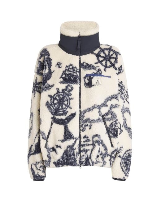 Polo Ralph Lauren White Fleece Printed Zip-Up Jacket