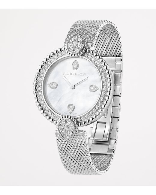 Boucheron Metallic Steel And Diamond Serpent Bohème Watch