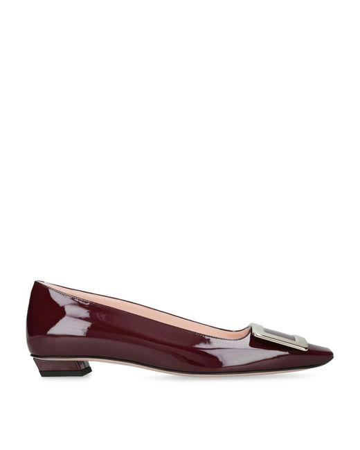 Roger Vivier Brown Patent Leather Belle Vivier Trompette Ballet Flats