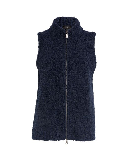 ME+EM Blue Me+em Merino Wool-blend Zip-up Sweater Vest