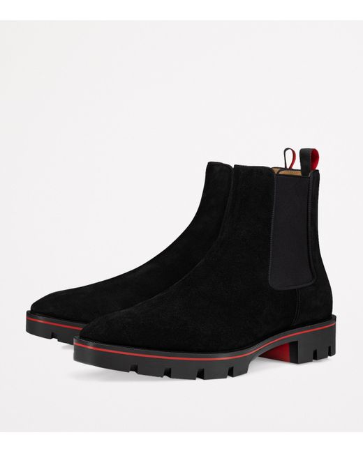 Christian Louboutin Black Alpinono Veau Velour Chelsea Boots for men