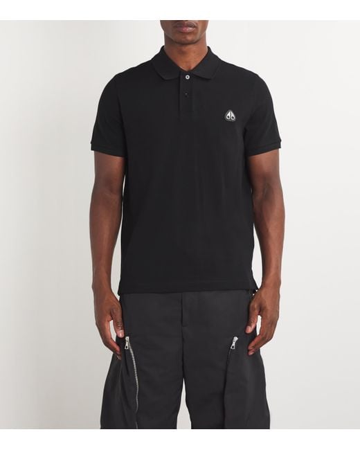 Moose Knuckles Black Logo Polo Shirt for men